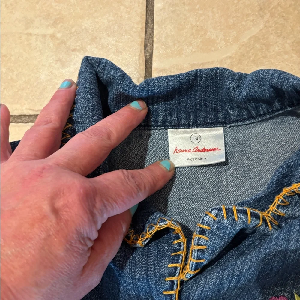 Hanna Andersson Green Dress and‎ Denim Jacket Set